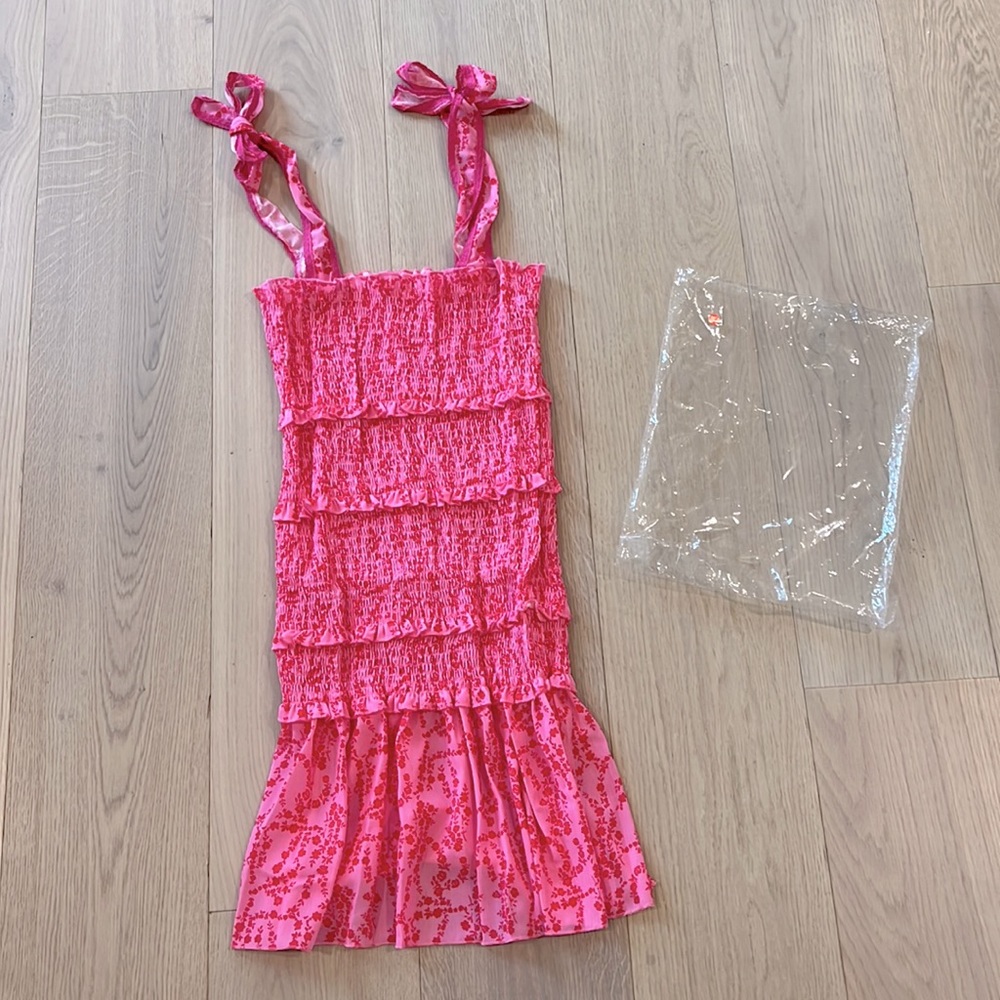Hey Shelly Ruched Pink Summer Dress Size Large